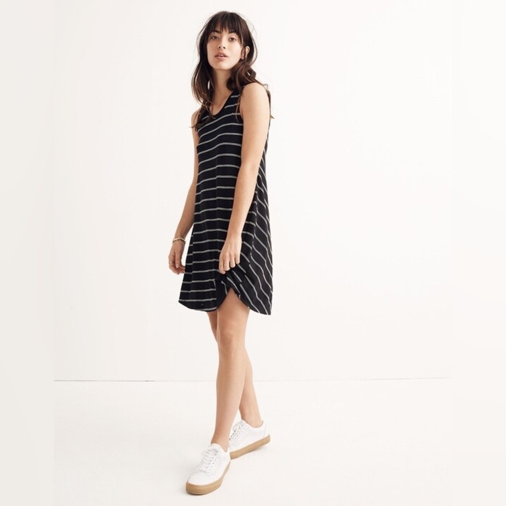 Madewell Black and White Highpoint Tank Dress in Hosta Stripe Women’s Size XS